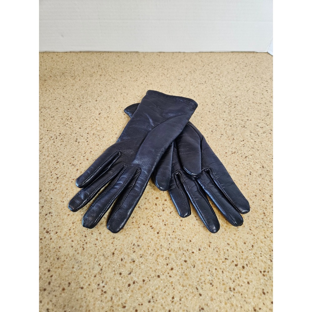 Fratelli Orsini Everyday Black Leather Cashmere Lined Gloves Women Size 7